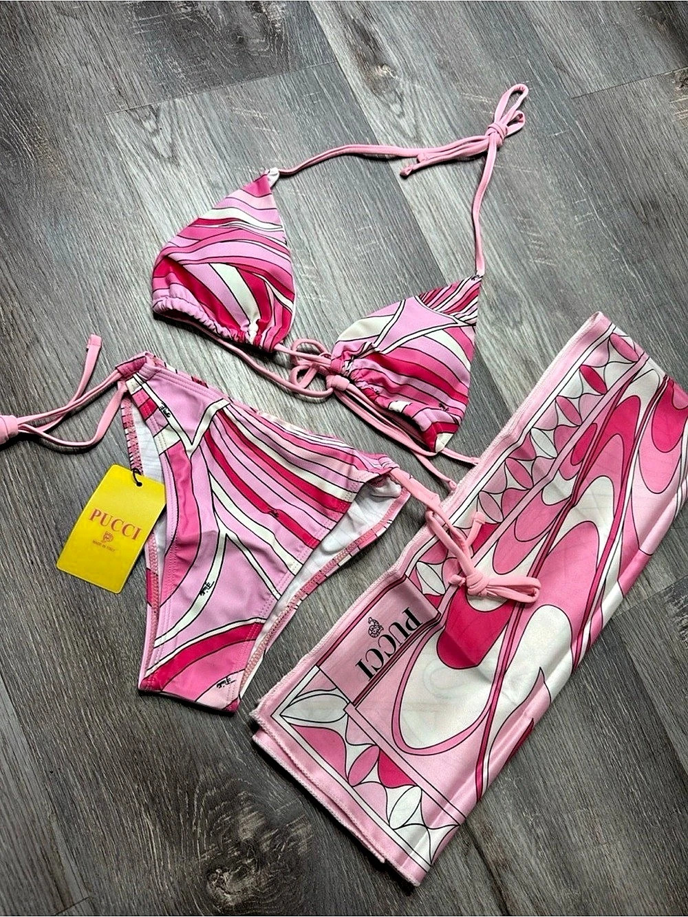 Printed Bikini Set in Pink & White NWT